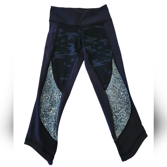 Lululemon Wunder Under Blue Crop Camo Pebble Print Leggings Size 2 - Picture 7 of 13